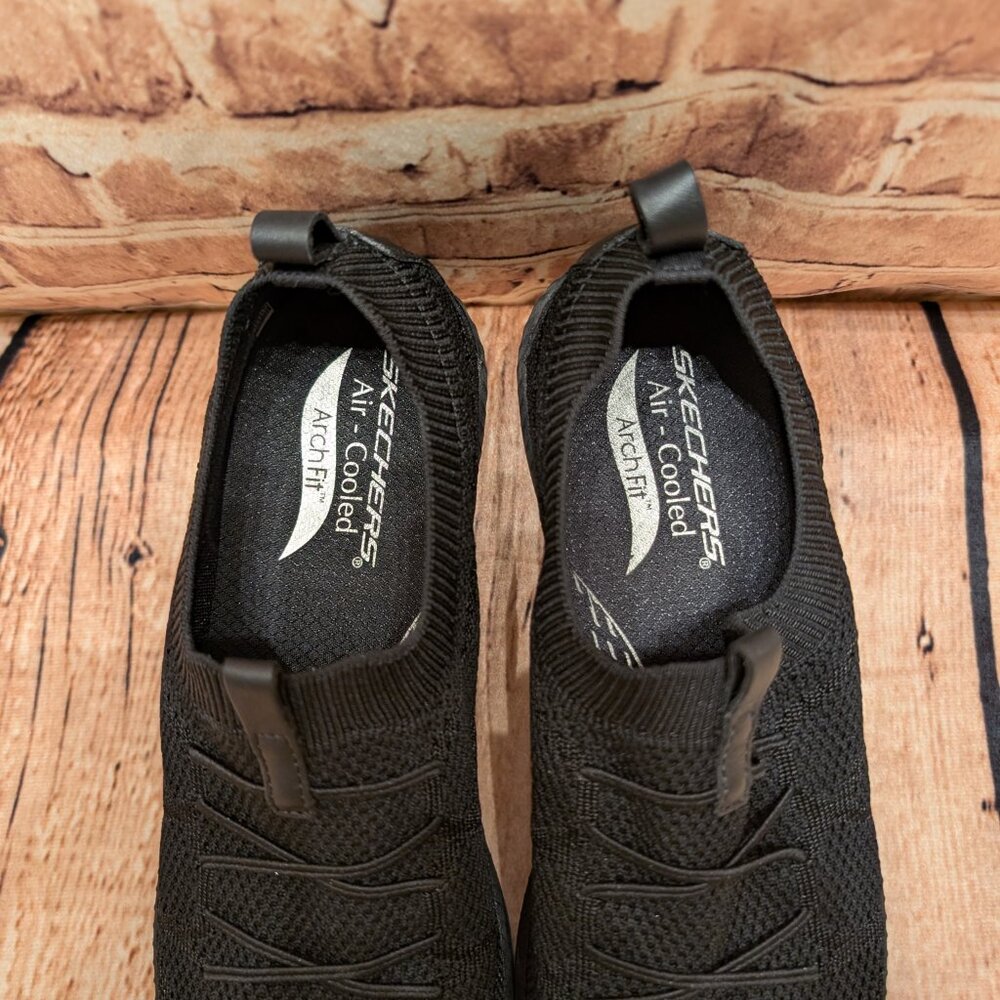 Skechers Arch Fit Flex Black Knit Slip-On Sneakers Size 10 Like NEW - Picture 6 of 16